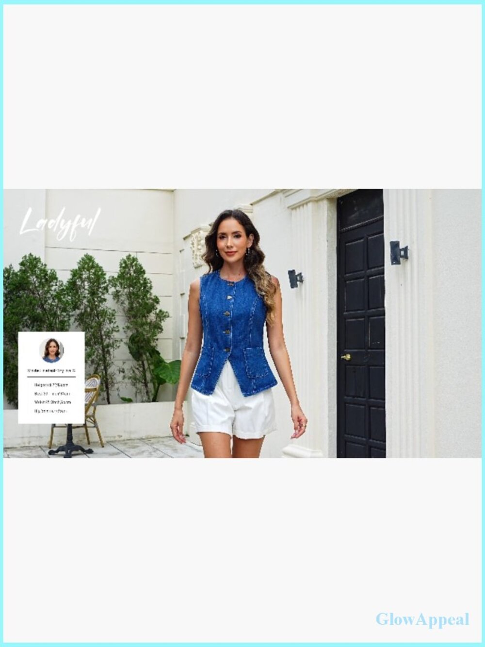 Sleeveless Denim Vest Top Button Down Western Cropped Jean Waistcoat - Picture 6 of 7